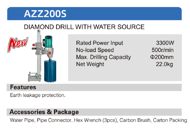 DCA Diamond Drill with Water Source AZZ200 - SEPTFOUR INDUSTRIAL SUPPLY